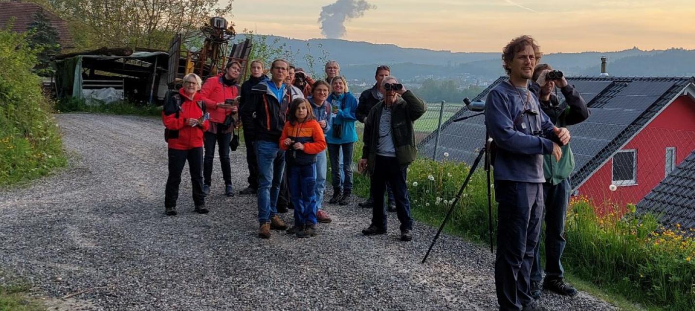Exkursionsteilnehmer während Morgenstimmung